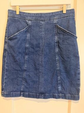Boden Blue Denim Panel Mini Skirt 8L